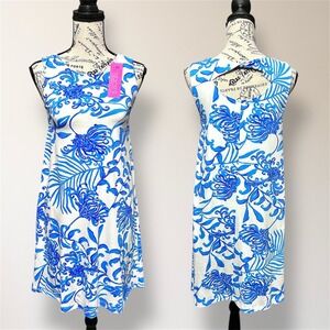 Lilly Pulitzer XXS Blue Floral Eliza Dress Sleeveless Glisten in the Sun Resort